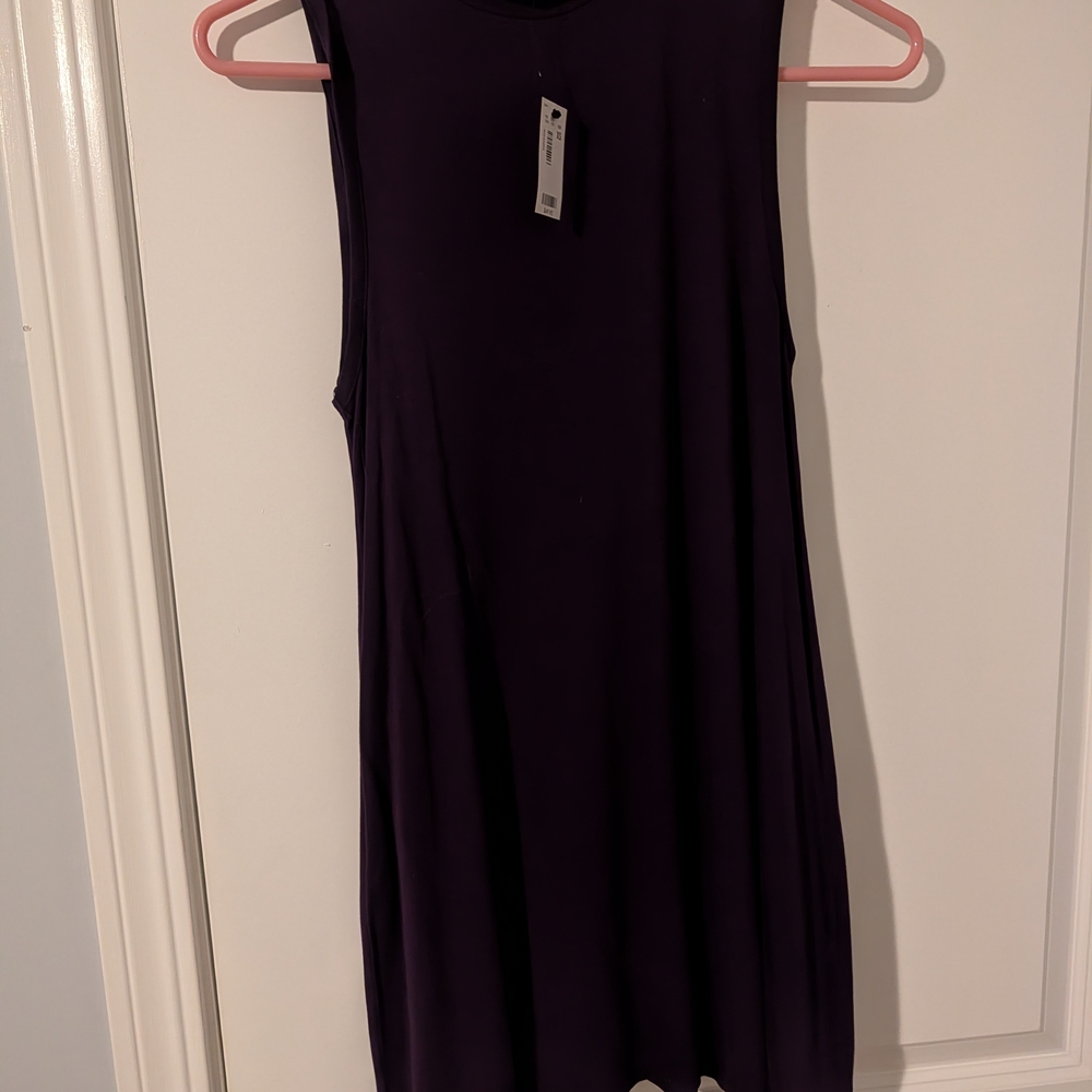 Elegant Purple Sleeveless Top With Mockneck
